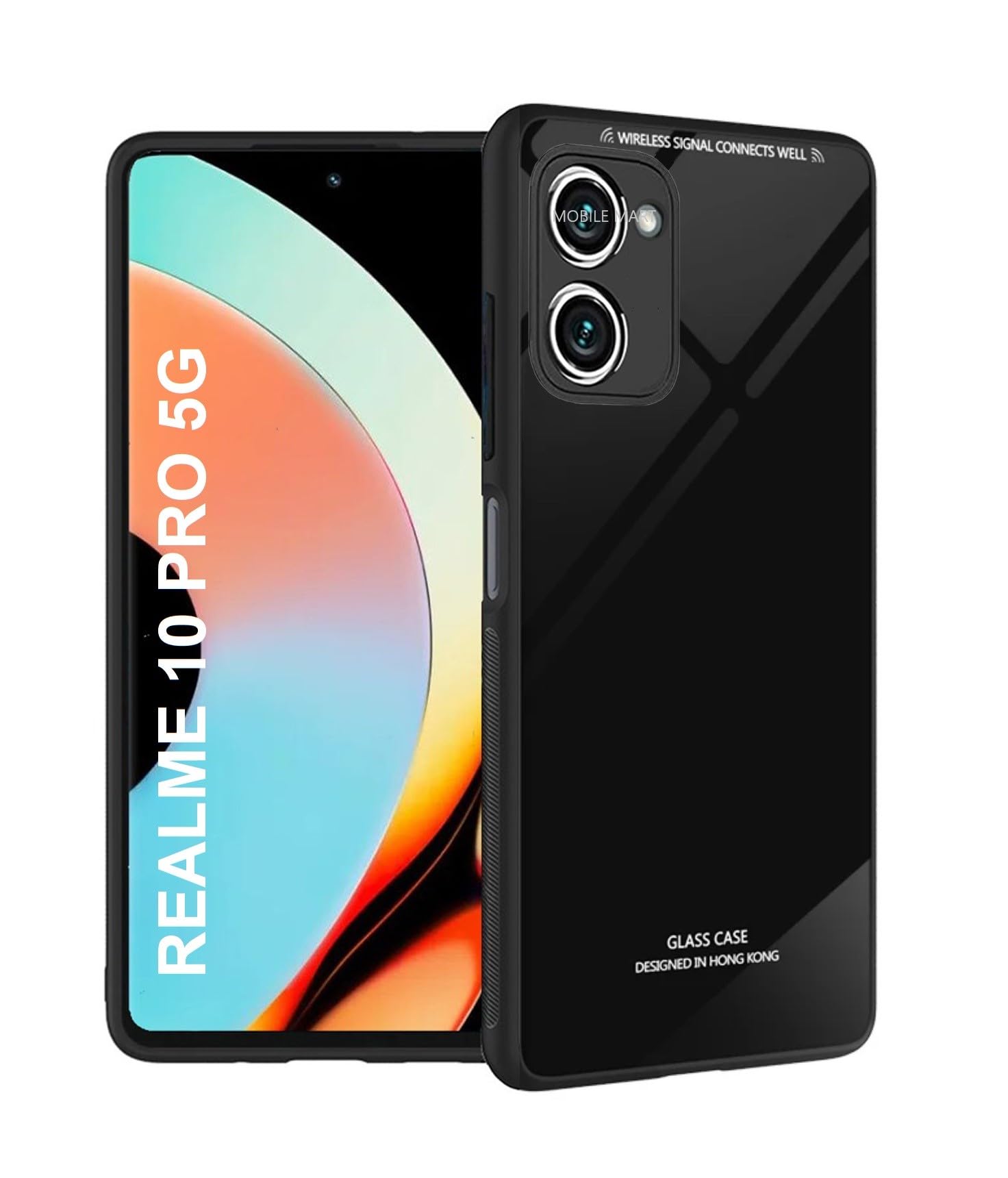 Mobile Mart Glass Back Case with Shockproof TPU Bumper Back Case Cover for Realme 10 Pro 5G - (Black) (B0CBMTJQCV) Amazon Price History, Amazon Price Tracker