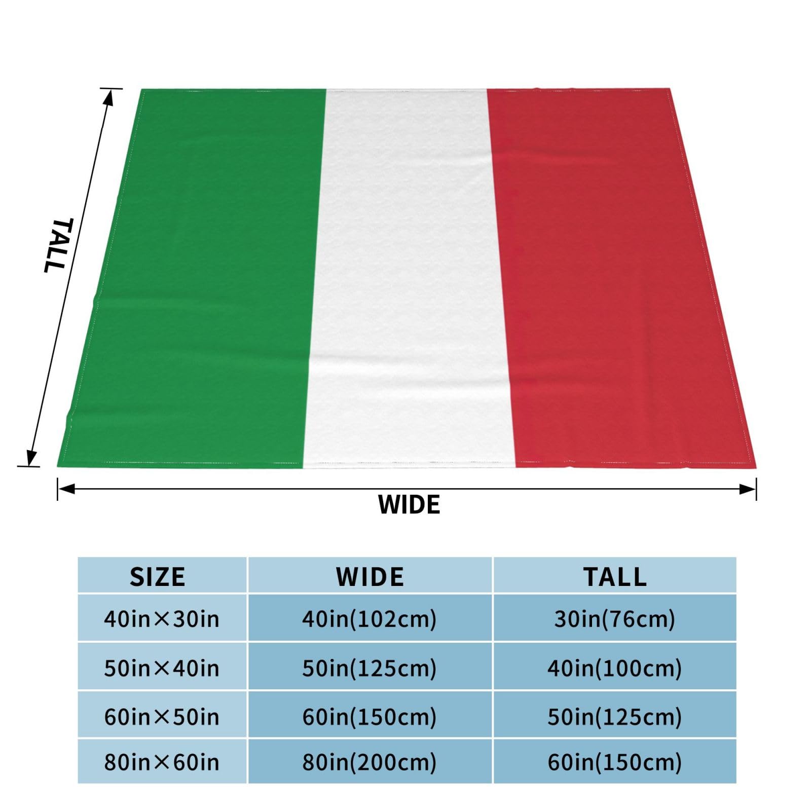 Coperta in pile ultra morbida con stampa bandiera italiana, comoda e leggera, calda coperta per letto, divano e viaggio