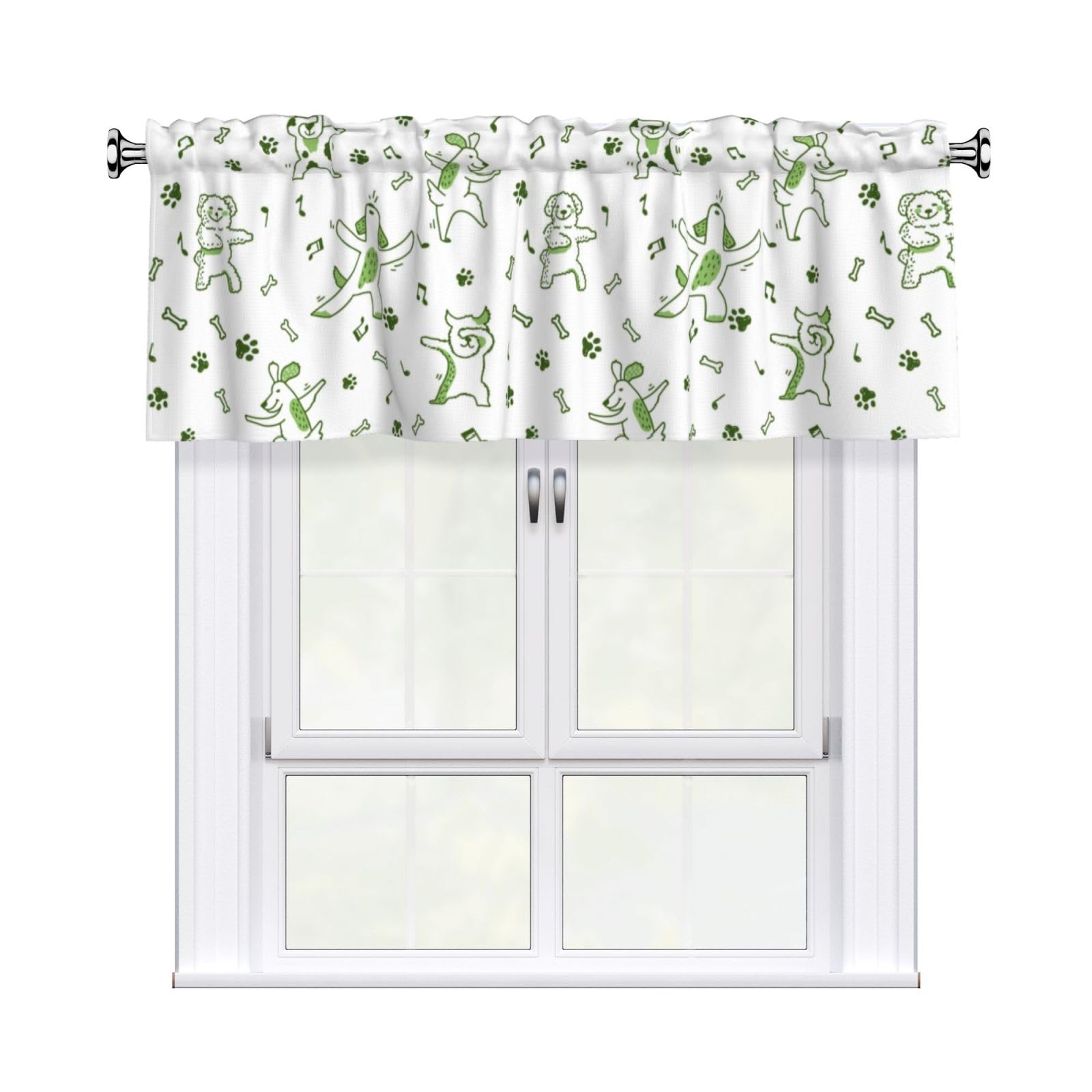 Noble Ren Dancing Dog Short Curtain Valance 54x18in For Kitchen Bathroom Cafe Living Room Decoration