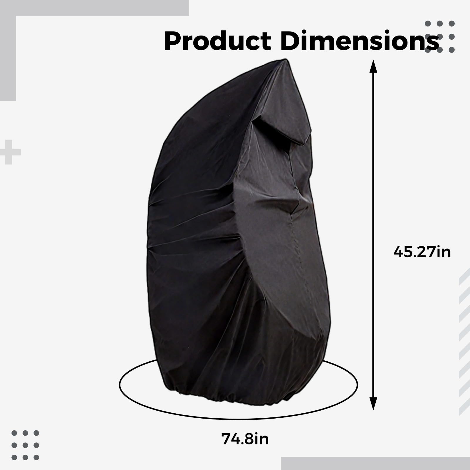 Housse pour cocon œuf, tissu Oxford 210D, protection extérieure imperméable pour fauteuil suspendu, contre soleil, poussière et vent, avec fermeture éclair, 115 x 190 cm, noir