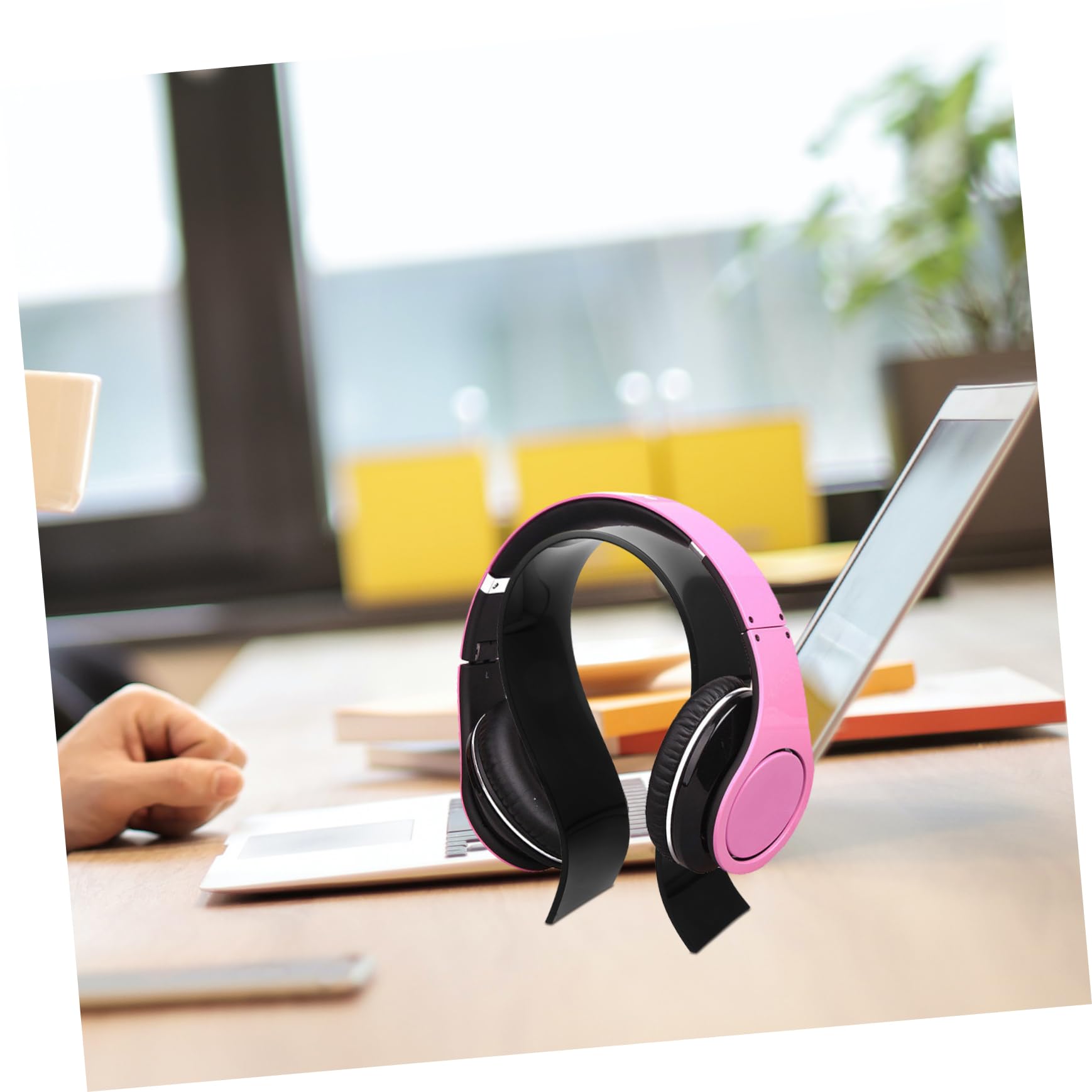 SHINEOFI 4 Piezas soporte para auriculares soporte de auriculares colgador de auriculares Gancho para auriculares soporte de escritorio para auriculares Acrílico Black