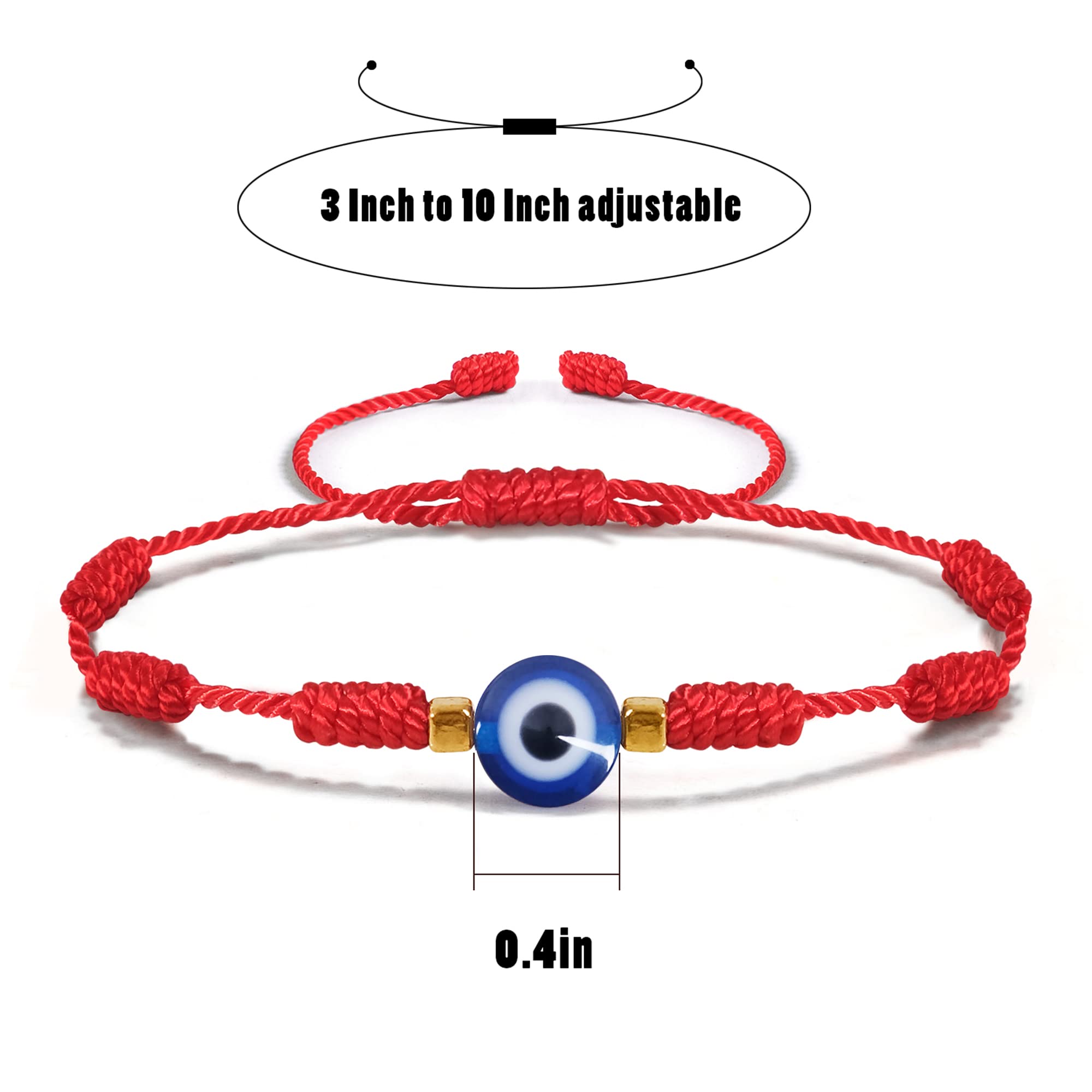 VIBILIA - Pulseras de mal de ojo para mujeres y hombres, hechas a mano, trenzadas, de buena suerte, cuerda de cuerda, pulsera de la amistad, cuerda ajustable, joyería minimalista
