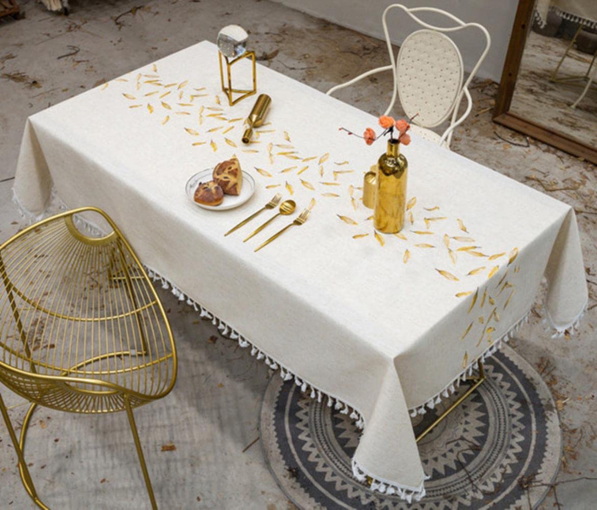 Ricamo Foglie Decorativo Tovaglia Di Lino Con Nappa Impermeabile Olio-Resistente Di Spessore Rettangolare Matrimonio Tavolo