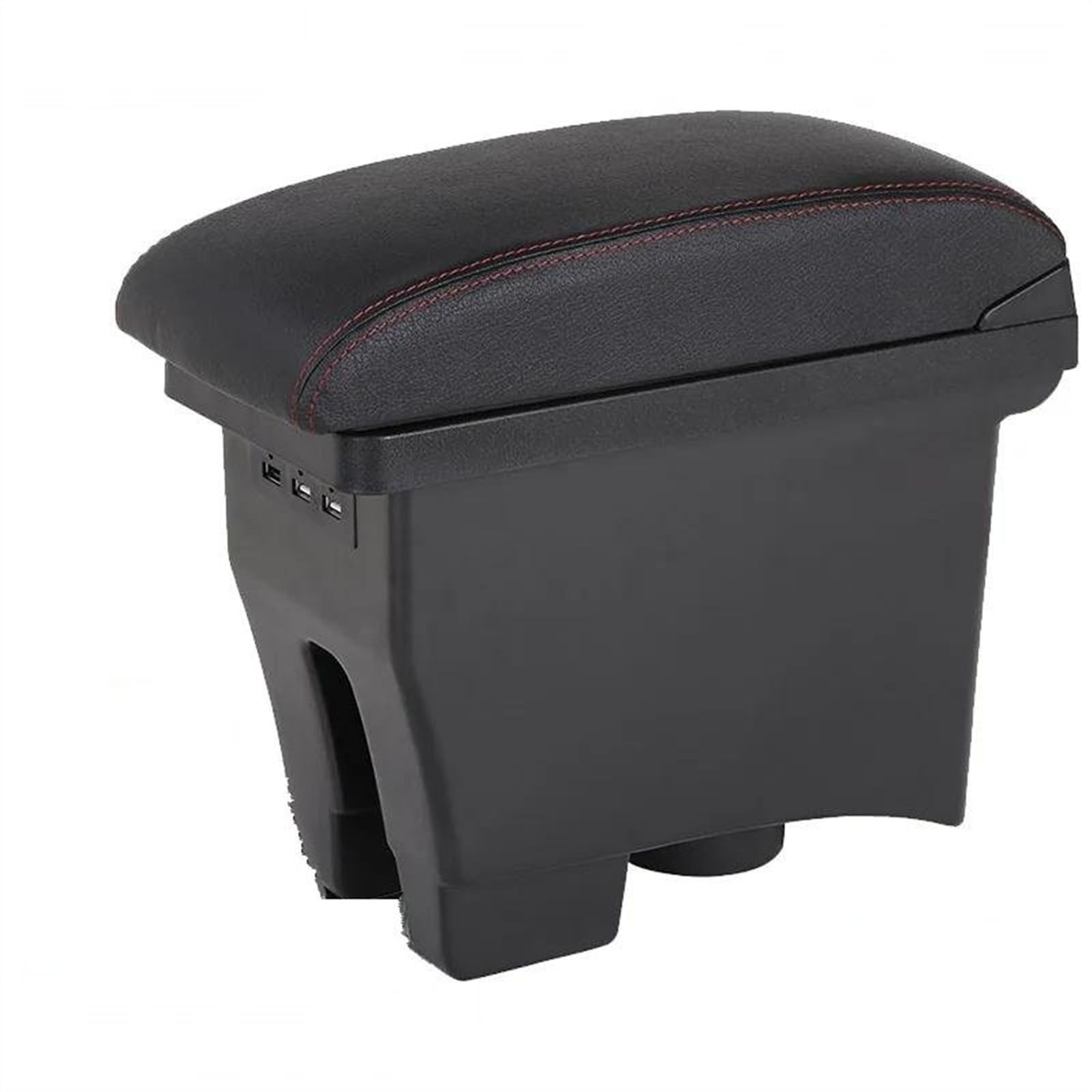 NMJLQW Storage Rack Car Armrest Box Center Storage Box Car Accessories Retrofit 2012-2018 For POLO Mk5 6R Vento(1 Black leather)