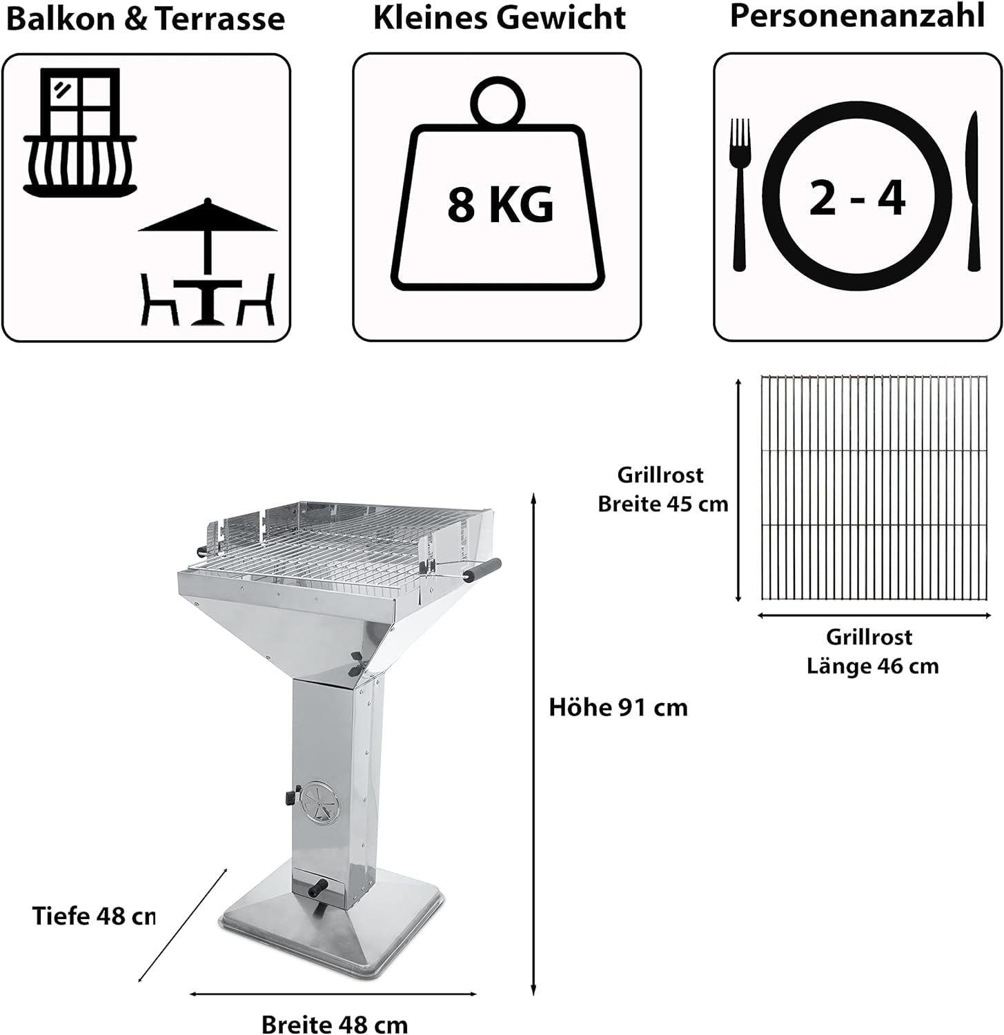 ACTIVA Holzkohlegrill Erfurt I Premium Holzkohle Grill inkl. hochwertigem & verchromtem Grillrost I Robuster Kohlegrill für ein einzigartiges Grillerlebnis