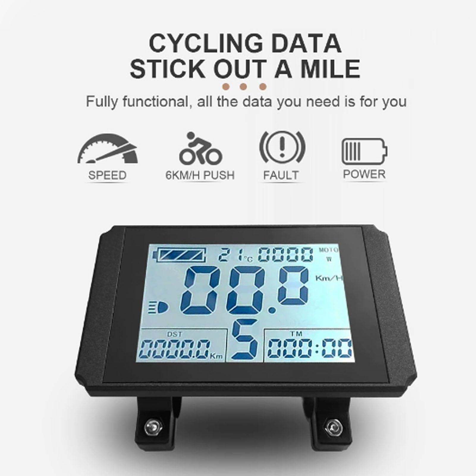 Ejoyous Display LCD per Bici Elettrica Display LCD per Scooter Elettrico ABS 24V 36V 48V con Staffa di SM per Schermo Trasparente per Ciclisti Pendolari con Manubrio da 22,2 Mm