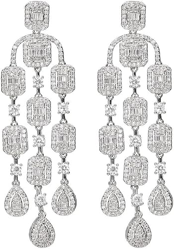 14K White Gold Moissanite Chandelier Earrings for Women,Dainty Moissanite Drop Earrings,Fashion Jewelry Gift For Mom,Girlfriend,Wife (Style 2, 14K Gold)