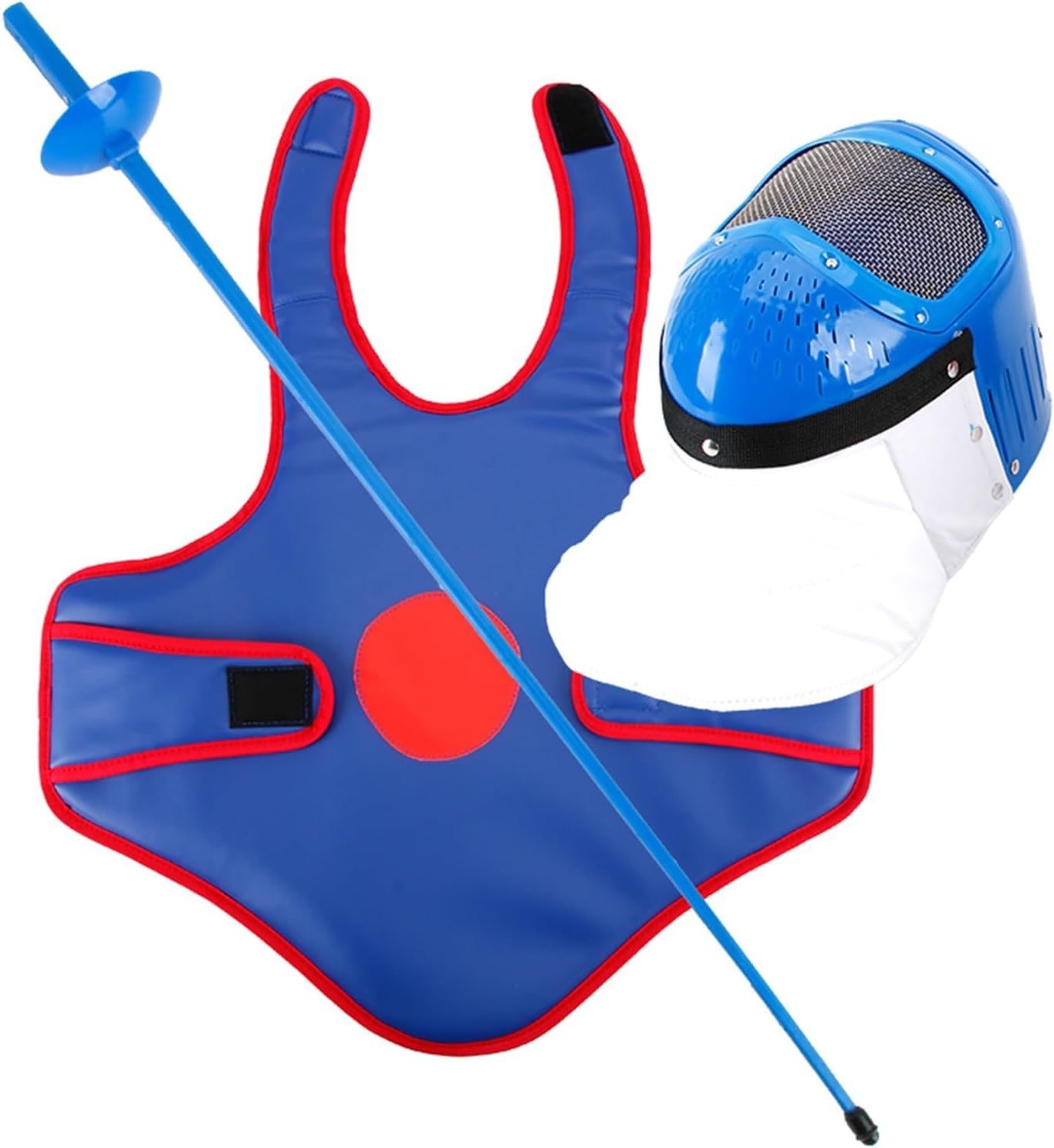 Fencing Practice Sword Set, Fencing 3-Piece Set, Lightweight Protective Gear for Kids, Children's Training Equipment, Beginner Training Fencing Accessories(Blue)