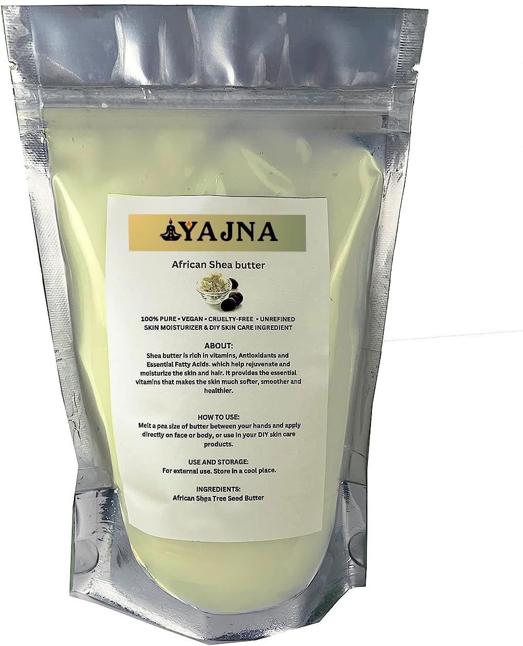 Yajna Organic Raw African Shea Butter 100% Pure,Natural & Unrefined| Skin Moisturizer For Face, Body & Hair| 4 OZ/115 GM Ivory/White Grade A | DIY Creams, Balms, Lotions, Soaps| Moisturizes Dry Skin