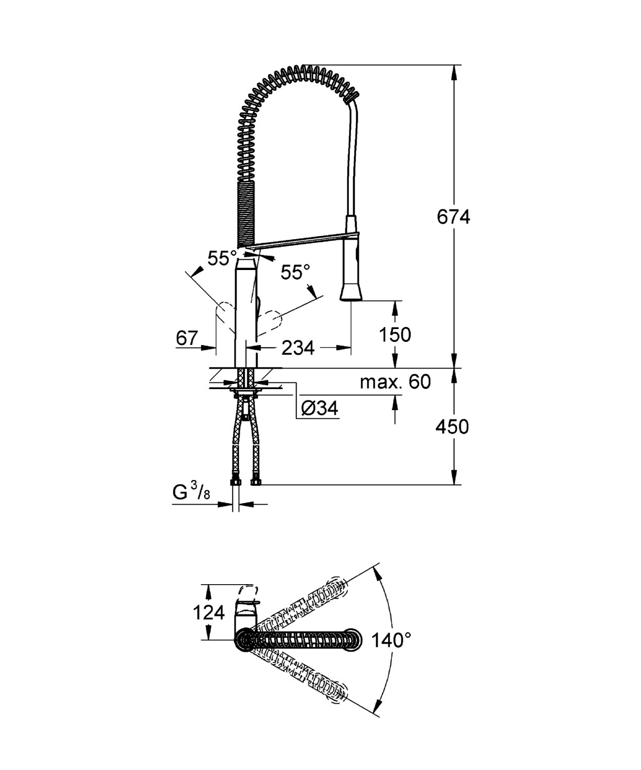 Grohe K7 - Grifo de Cocina, Caño al to, Cabezal Profesional, Acabado Grohe Starlight (32950000), Cromo, L