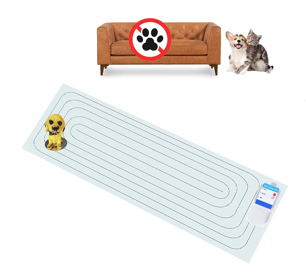 PAPARELA Scat Shock Mat for Dogs and Cats Indoor, Pet Shock Mats for Training Pets, Electric Repellent Mat Keeps Dogs and Cats off Counter, Couch and Sofa, 3 Training Modes (One Piece 60 x 12
