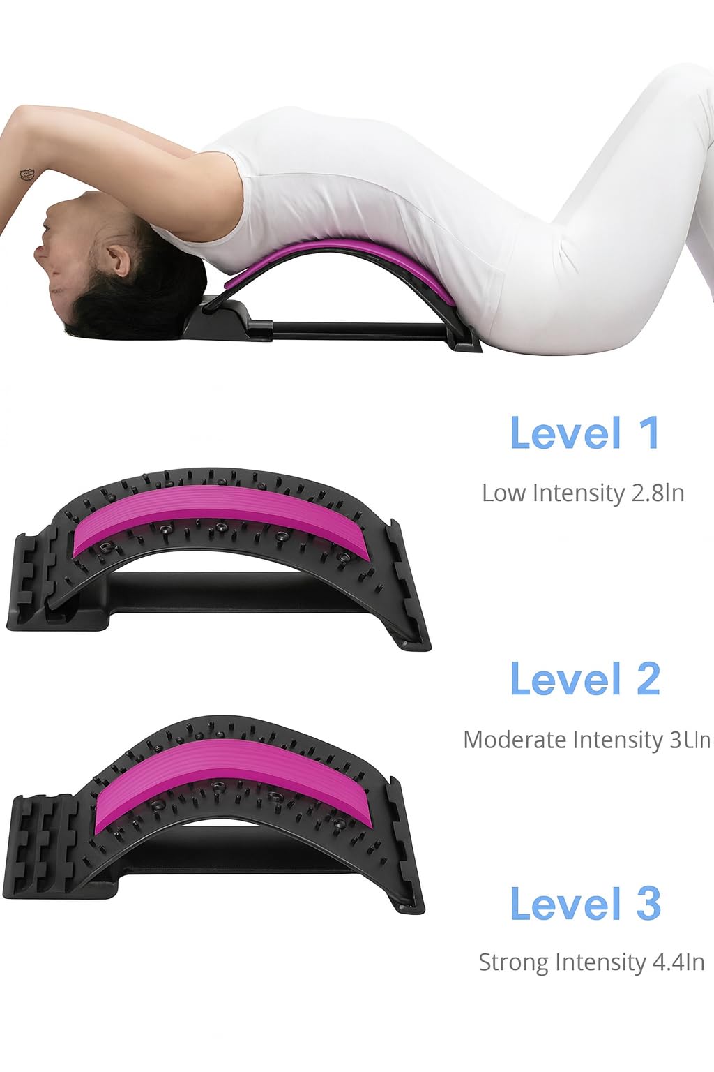 Appareil d’étirement du Dos 3 Niveaux – Correcteur de Posture, Support Lombaire pour Relaxation Musculaire, Yoga, Fitness et soulagement du Stress