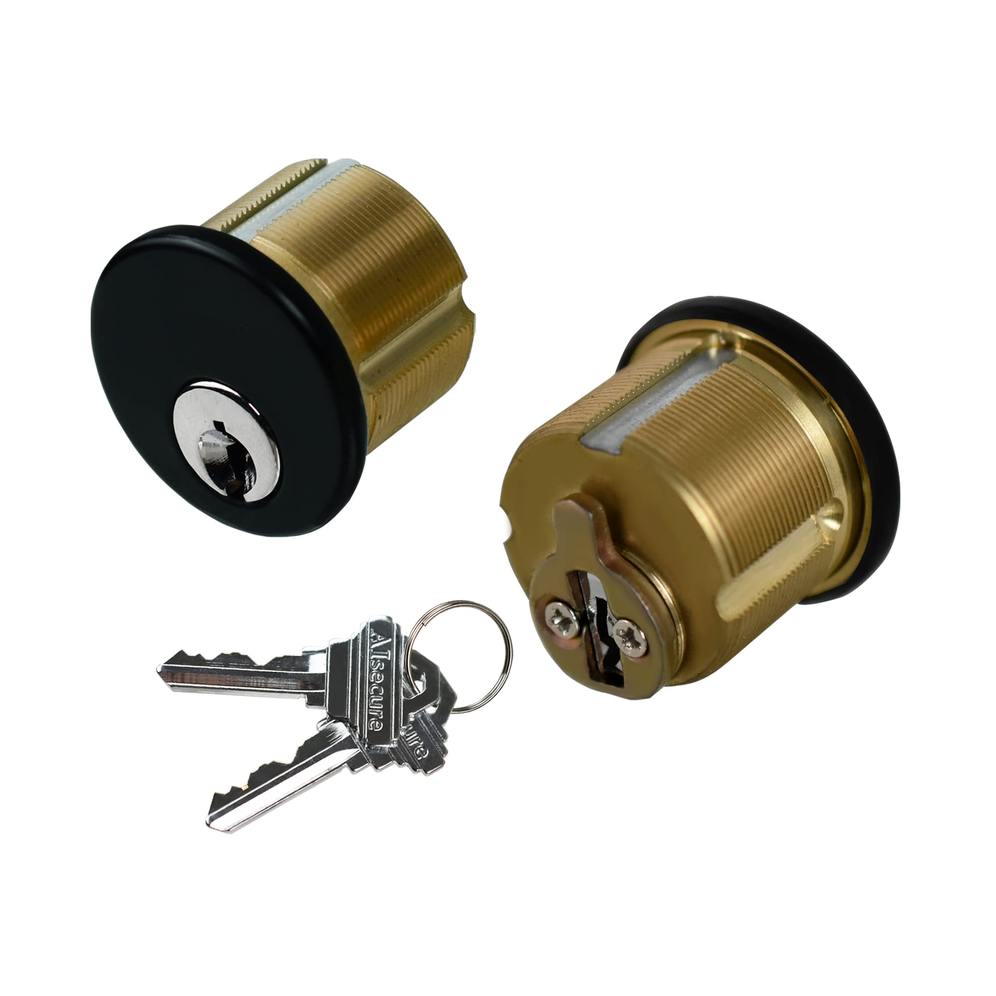 Brass Mortise Cylinder Lock，Commercial storefront Door Lock Mortise cylinders Compatible with Adams Rite, Kawneer, and Vistawall deadbolts. Comes in Black, 2-Pack ，with Matching Keys.