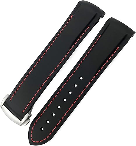 Correa de reloj de goma de 0.866in y 0.787in, correa de silicona de extremo curvado para Huawei GT2 PRO Watch Classic Black Bracelet