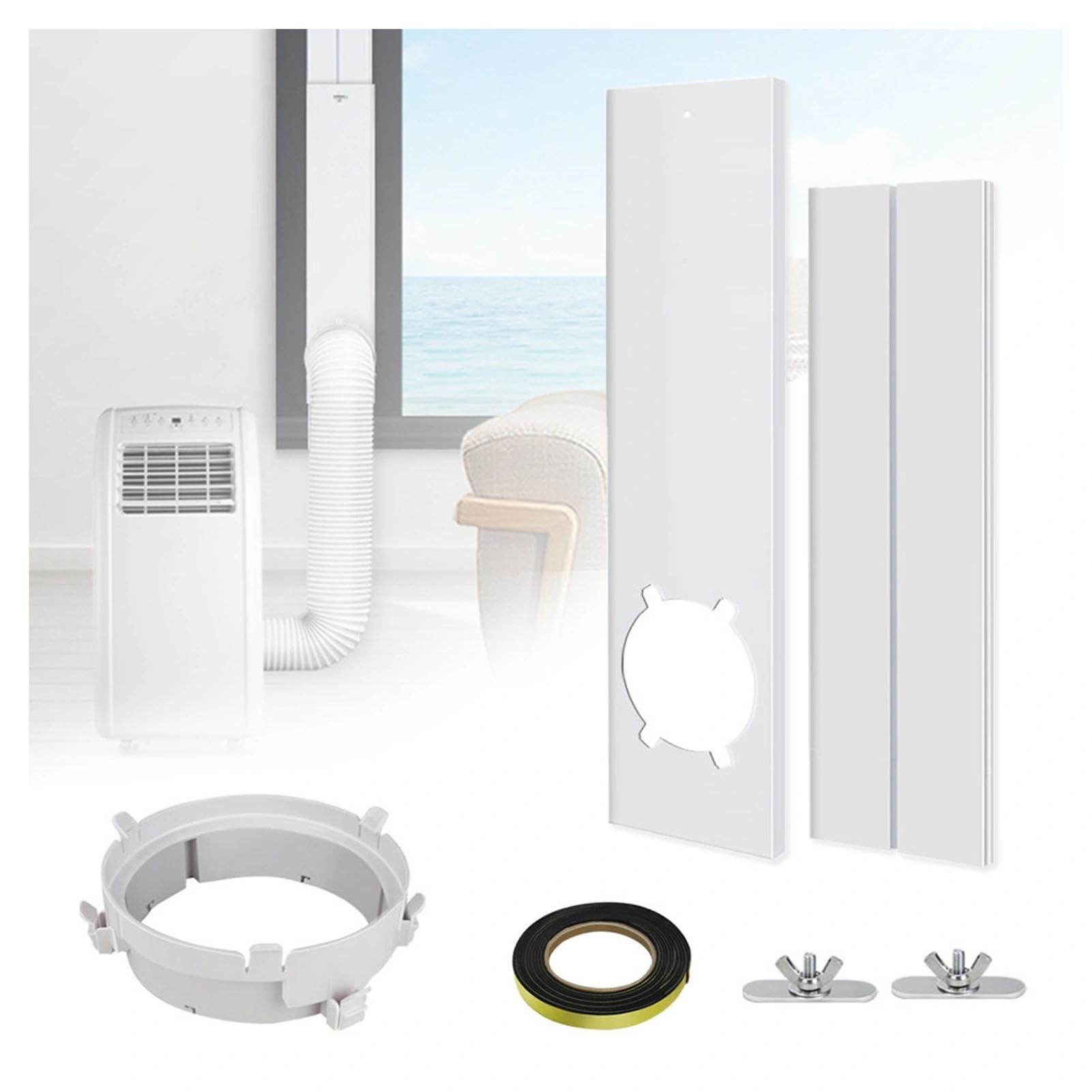 Kit di guarnizioni universali per finestre AC portatile – sfiato regolabile 67-180 cm per tubo di scarico da 15 cm, guarnizione per finestre condizionatore d'aria
