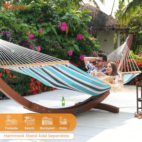 Image of Lazy Daze 12 FT Sunbrella Fabric Hammock, Non-Fading Double Outdoor Hammock