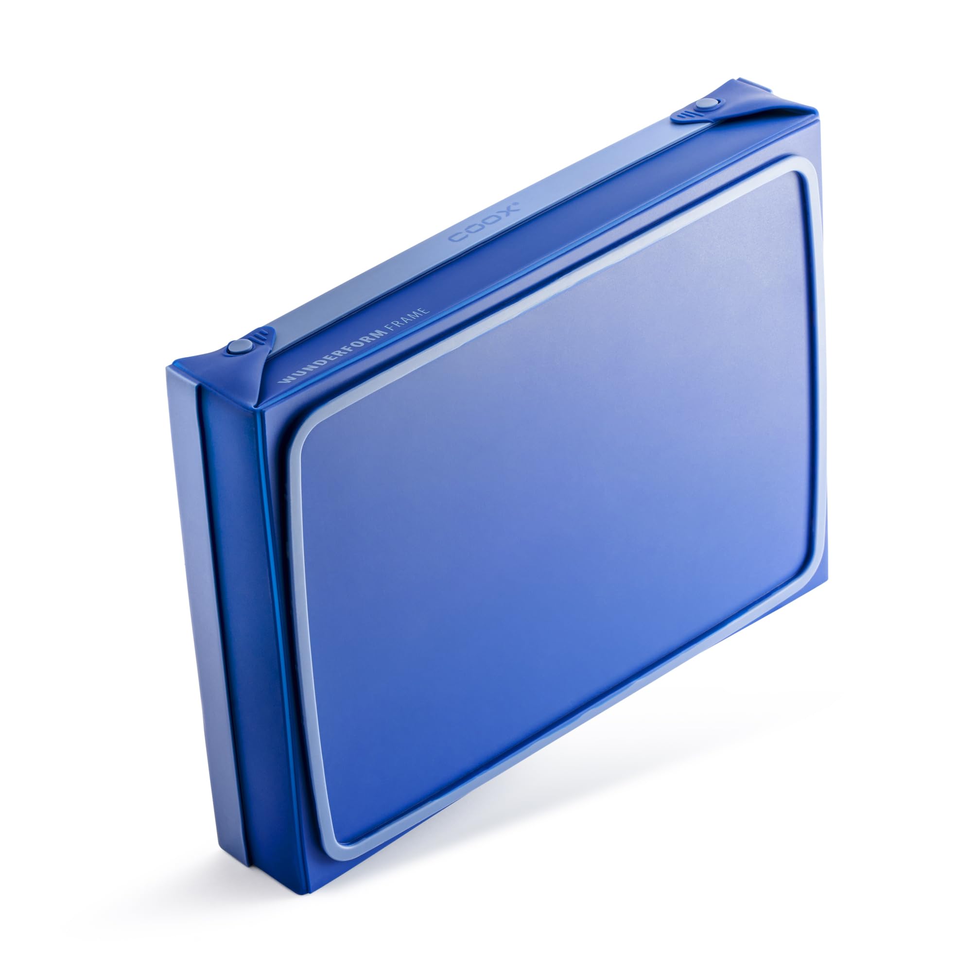 coox WUNDERFORM Frame LQ - die faltbare Kastenform mit Metallverstärkung - Backen & Servieren in Einem I Antihaft-Silikon I Spülmaschinenfest I Kein Stürzen I BPA-frei Blau