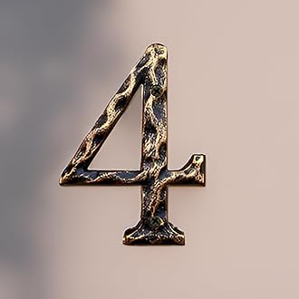 5.5 Inch House Numbers & Letters, Highly Visible Cast Iron Metal Home Address Number for Street Office Mailbox, Antique Brass (Number 4)
