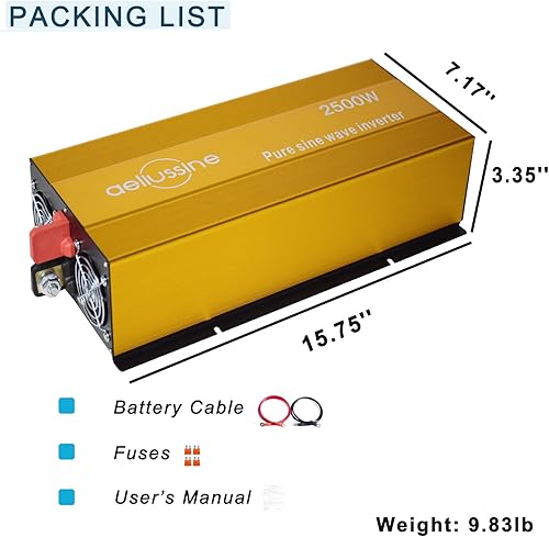 Miniatura 6 de aeliussine Inversor de onda sinusoidal pura de 2500 W, convertidor de corriente de 24 V CC a 110 V 120 V CA con 2 salidas de CA, inversor de