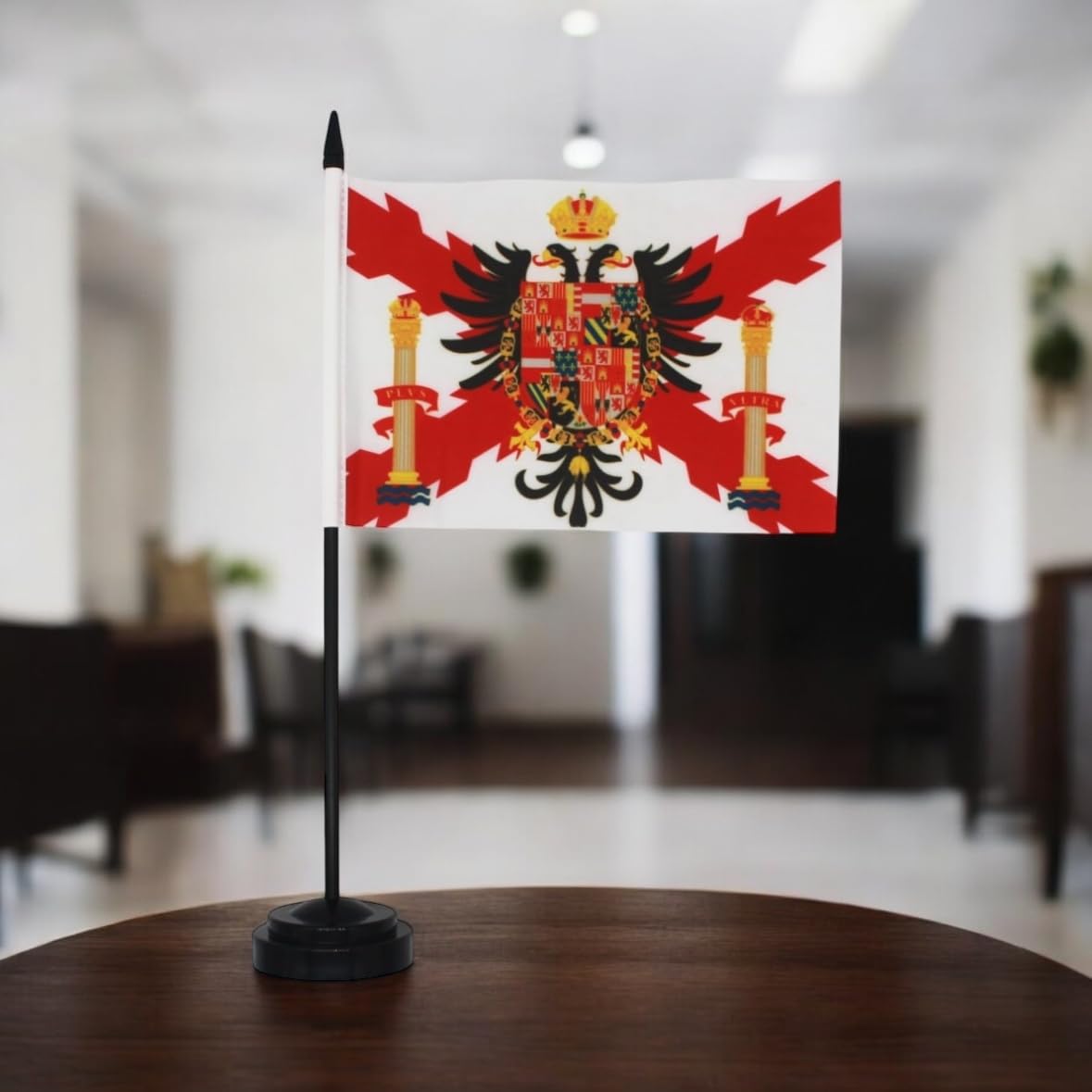 Pack of 2 Table Flags Desk Flag Eagle 21 x 14 cm Pole and Base Desk Flags for Conference Rooms (Cruz Borgoña) - Image 3