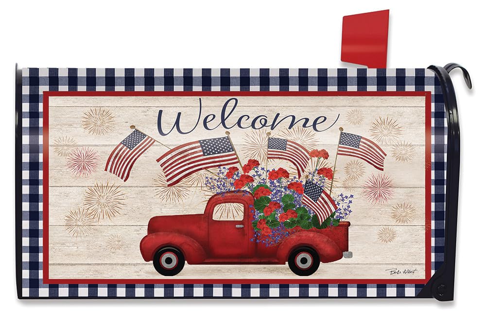 Stars and Stripes Truck Patriotic Magnetic Mailbox Cover Standard Briarwood Lane