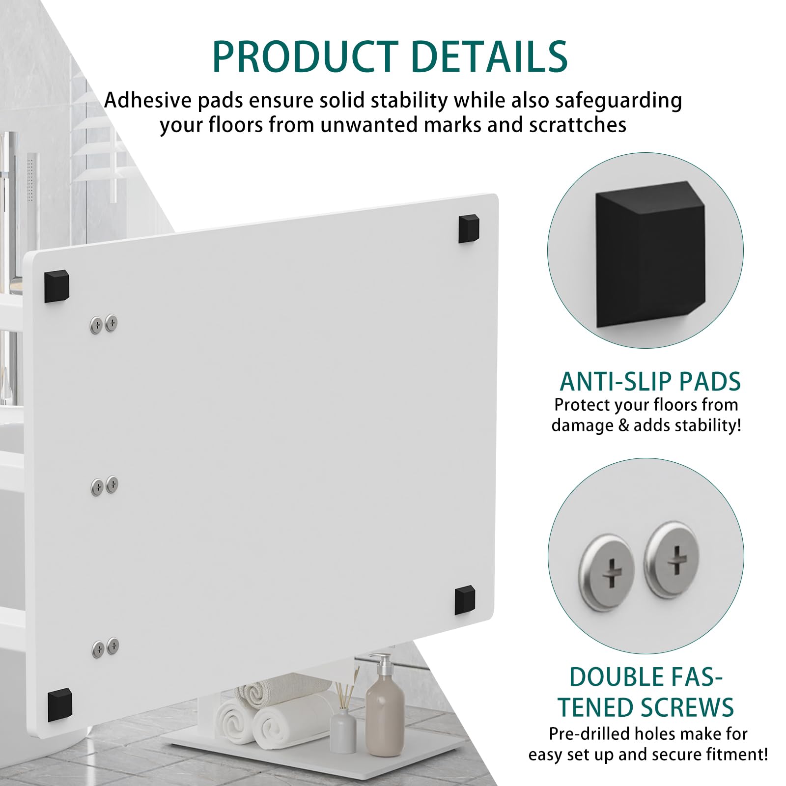 OUTBROS Porte Serviette sur Pied, Porte Serviettes Debout en Métal avec 3 Barres, Utilisé pour Les Salles de Bains, Les Chambres, Facile à Installer, Stable,40x30x80cm,Blanc