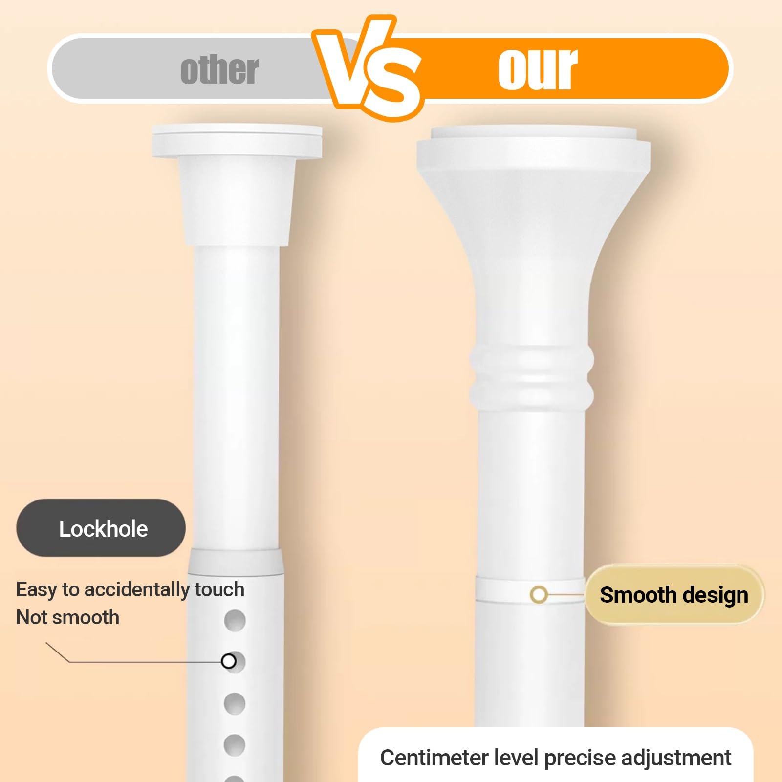 No Drilling Shower Curtain Rod 15-192 inch, Heavy Duty Tension Curtain Rod, Non Slip Adjustable Tension Rod, Never Rust Telescoping Curtain Rod, for Bathroom Window Living Room(Black,160''-192'')