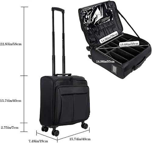 Miniatura 4 de Estuche de maquillaje profesional, estuche de maquillaje rodante, gran capacidad multifuncional, estuche de cosmetología sobre ruedas, regalo ideal