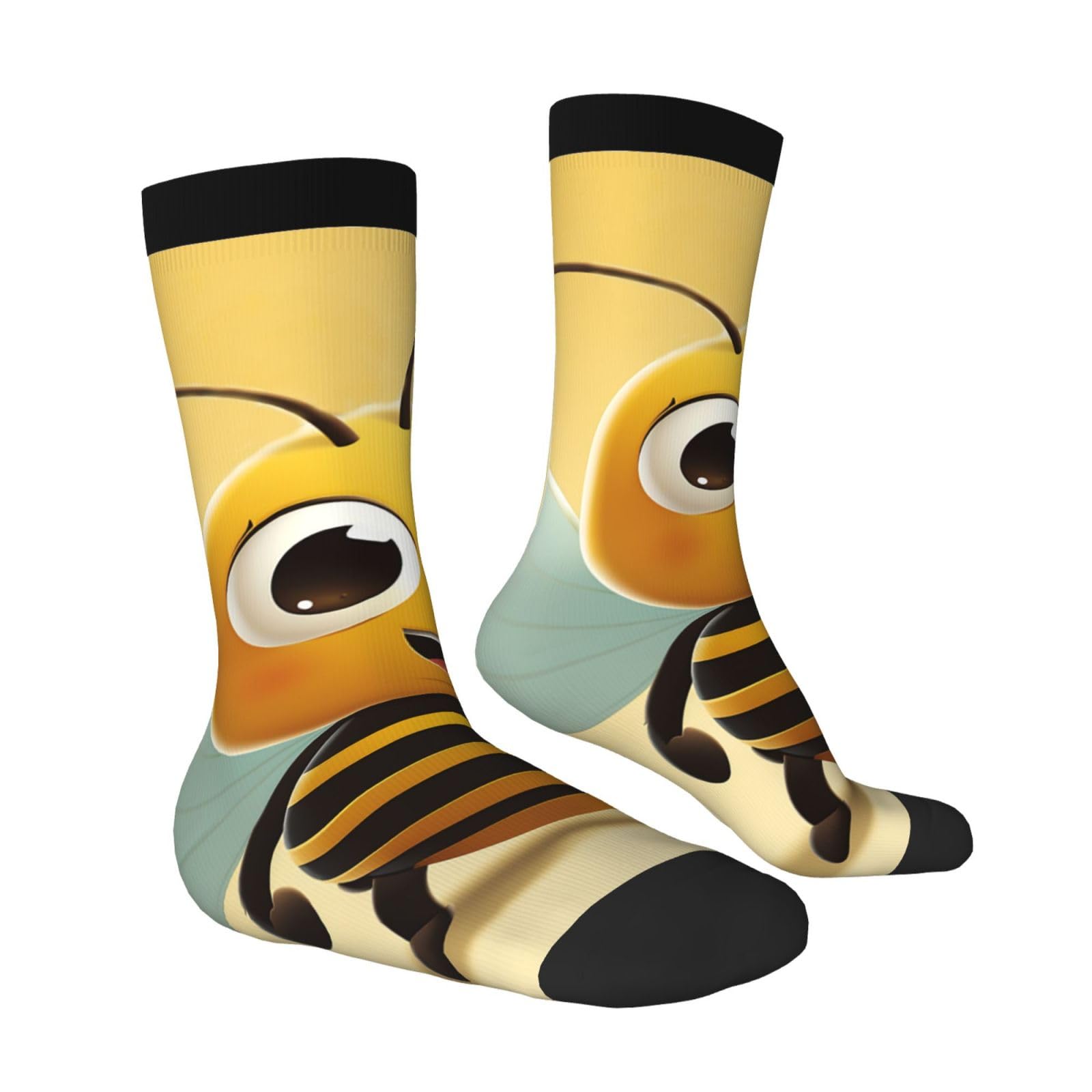 LZQPOEAS Cartoon Bee Athletic Socks Unisex Cushioned Crew Socks Hiking Running Calf Sock Soft Above Ankle Sock