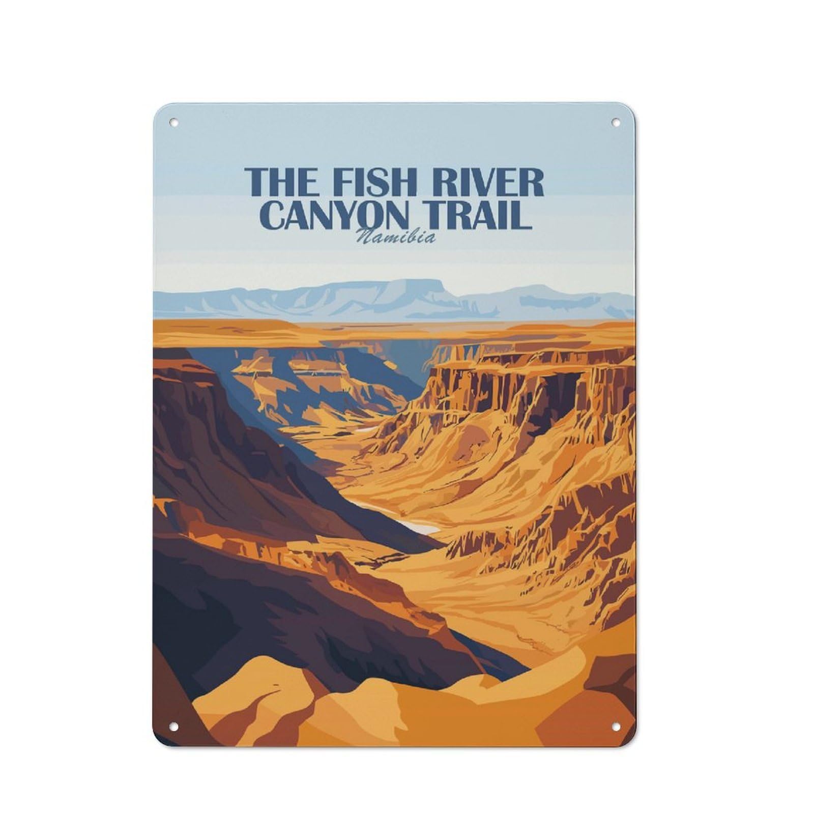 Junmoney Style-11 Fish River Canyon Trail, Namibia Decorative Metal Plaque 40X30cm, Shop Front Style Bistro Wall Plaque For Tea Room, Shop Wall Or Breakfast Area