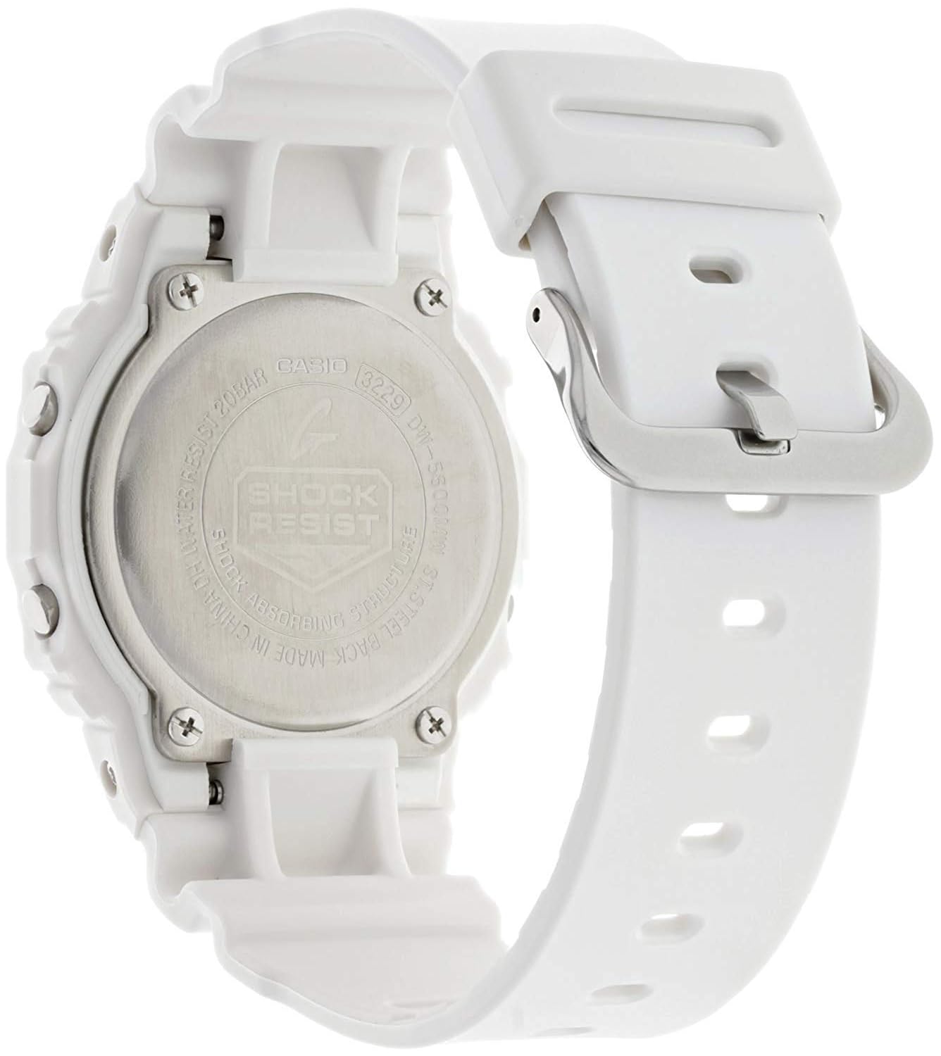 Casio G-Shock DW-5600WW-7ER Unisex Digital Quarz Armbanduhr, Kunststoffarmband, Mineral Glas, 20 Bar Wasserdicht, Stoppuhr, Countdown, Alarm, Weiß, 42mm
