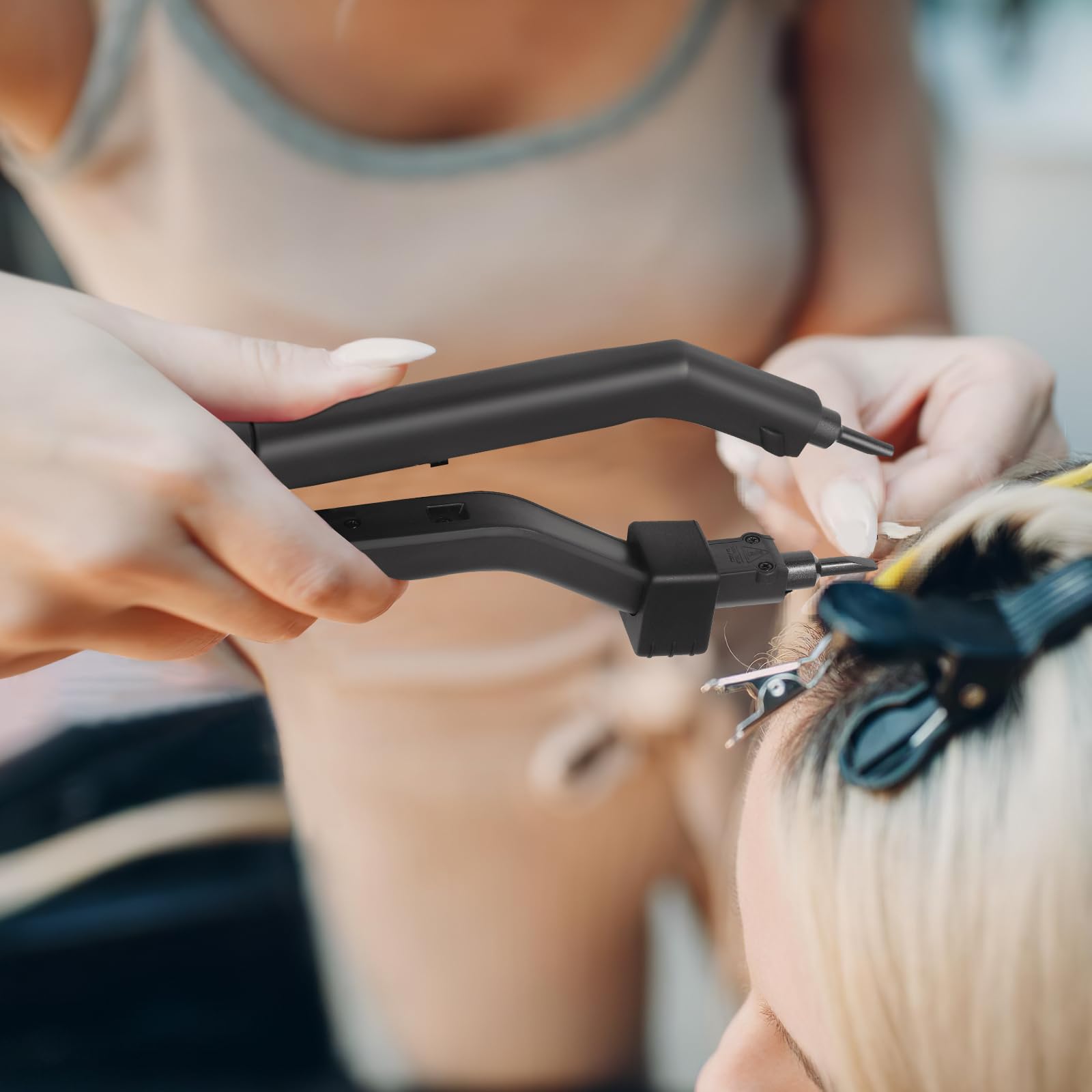 Fer à Extensions de Cheveux à Chaleur de Fusion Professionnel Connecteur de Fer Ajustement de Température de 210°F à 390°F Outil de Pince d'Extension pour le Collage de Cheveux MINENICE