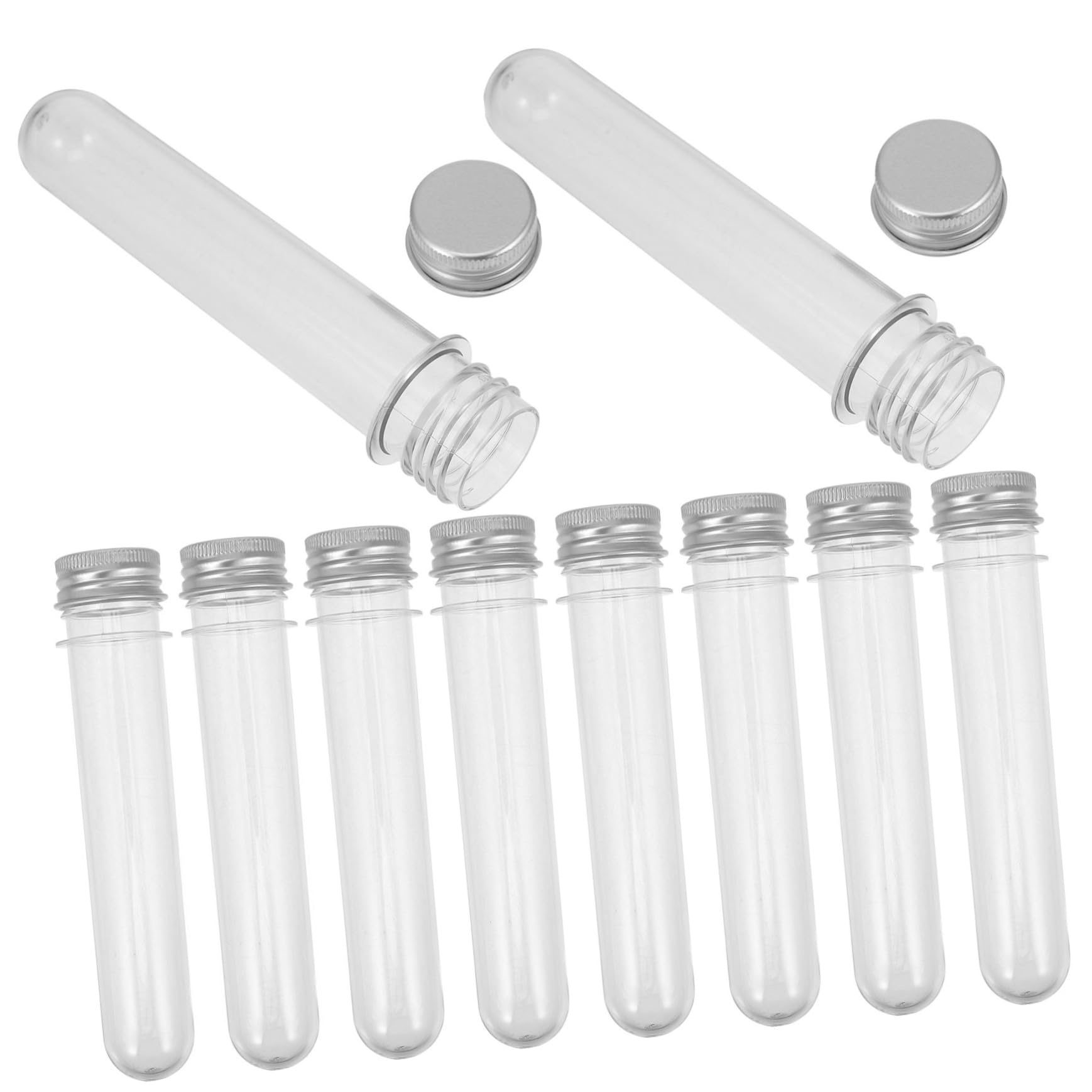 Cabilock 40 Piezas Caja De Dulces De Tubo De Ensayo Tubos De Plástico Para El Hogar Contenedor De Dulces Accesorios De Té Tubos De Ensayo Portátiles Tubos De Ensayo Caseros Silver Pd