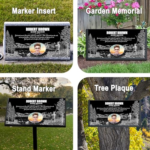 Image of ADFSTONE 16x8 Memorial Plaques Personalized Granite, Grave Stones for Loved Ones, Headstones for Graves, Outdoor Cemetery Markers, Tombstone Marker, Bereavement Garden Stones with Porcelain Picture
