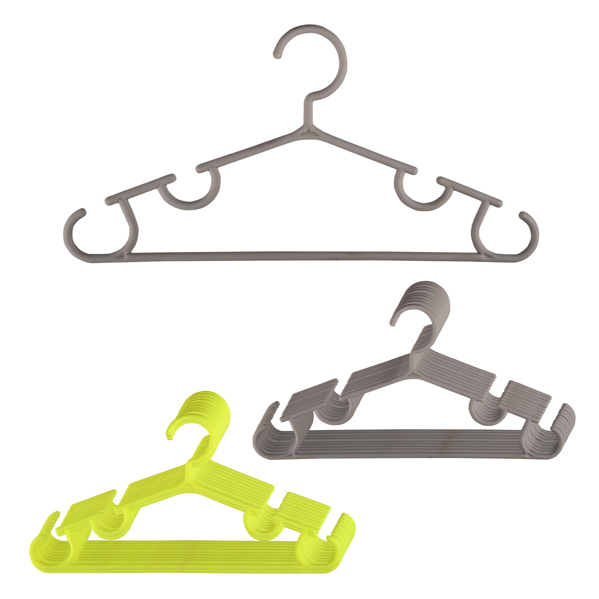 Kuber Industries Pack of 20 Hangers | Multi-Purpose Hangers for Wardrobe-Almirah-Cabinets-Closet | Plastic Cloth Hanger for Trouser-Skirts-Coat-Dresses-Ties | 103 | Grey & Yellow (B0D14WJZRY) Amazon Price History, Amazon Price Tracker