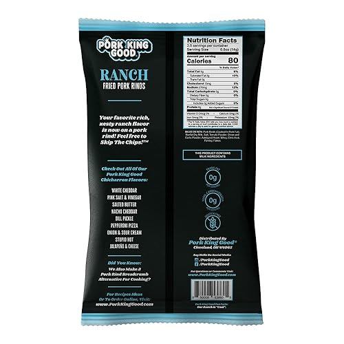 Miniatura 2 de Pork King Good Chicharrones de cerdo Ranch (Chicharrones) (paquete de 4) Snacks