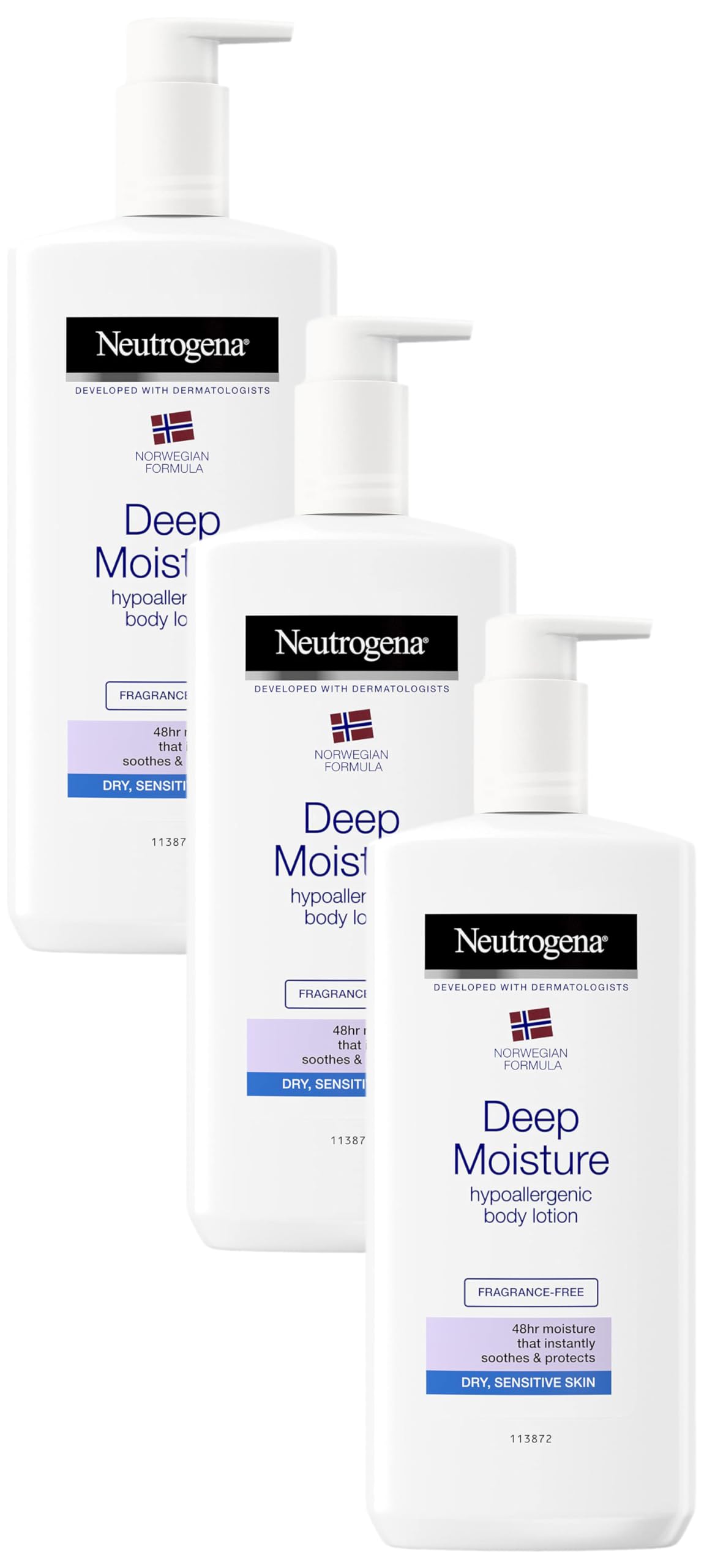 Norwegian Formula Deep Moisture Body Lotion Dry and Sensitive Skin, 400 ml (Pack of 3)