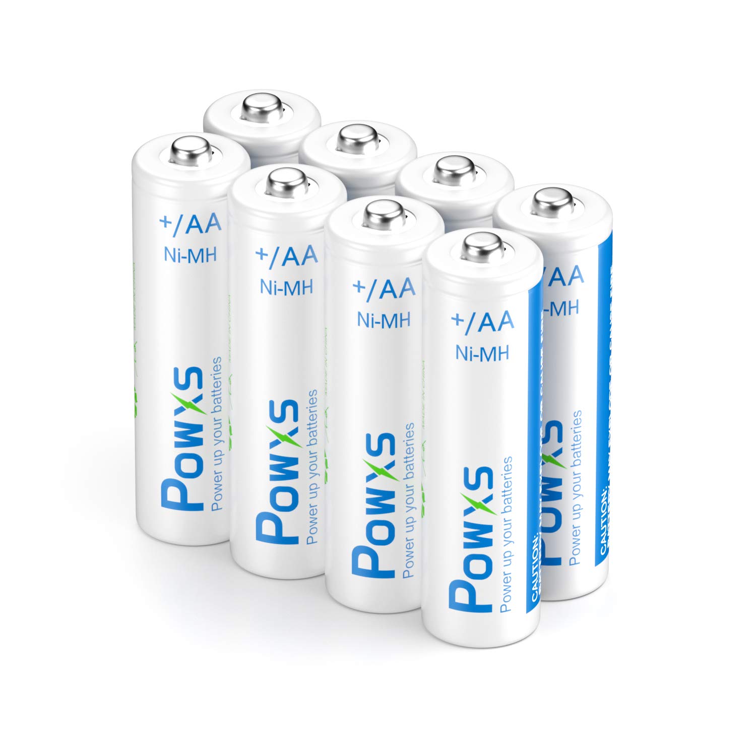 POWXS AA Rechargeable Batteries 8-Pack, Pre-Charged 1.2 Volt Ni-MH Double A Batteries