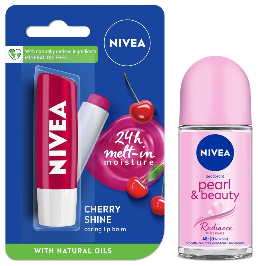 Nivea Women Deodorant Roll On, Pearl & Beauty Radiance For Eventoned Smooth & Beautiful Underarms, 50ml&NIVEA Lip Balm, Glossy Finish - Fruity Cherry Shine, 4.8g-image-41