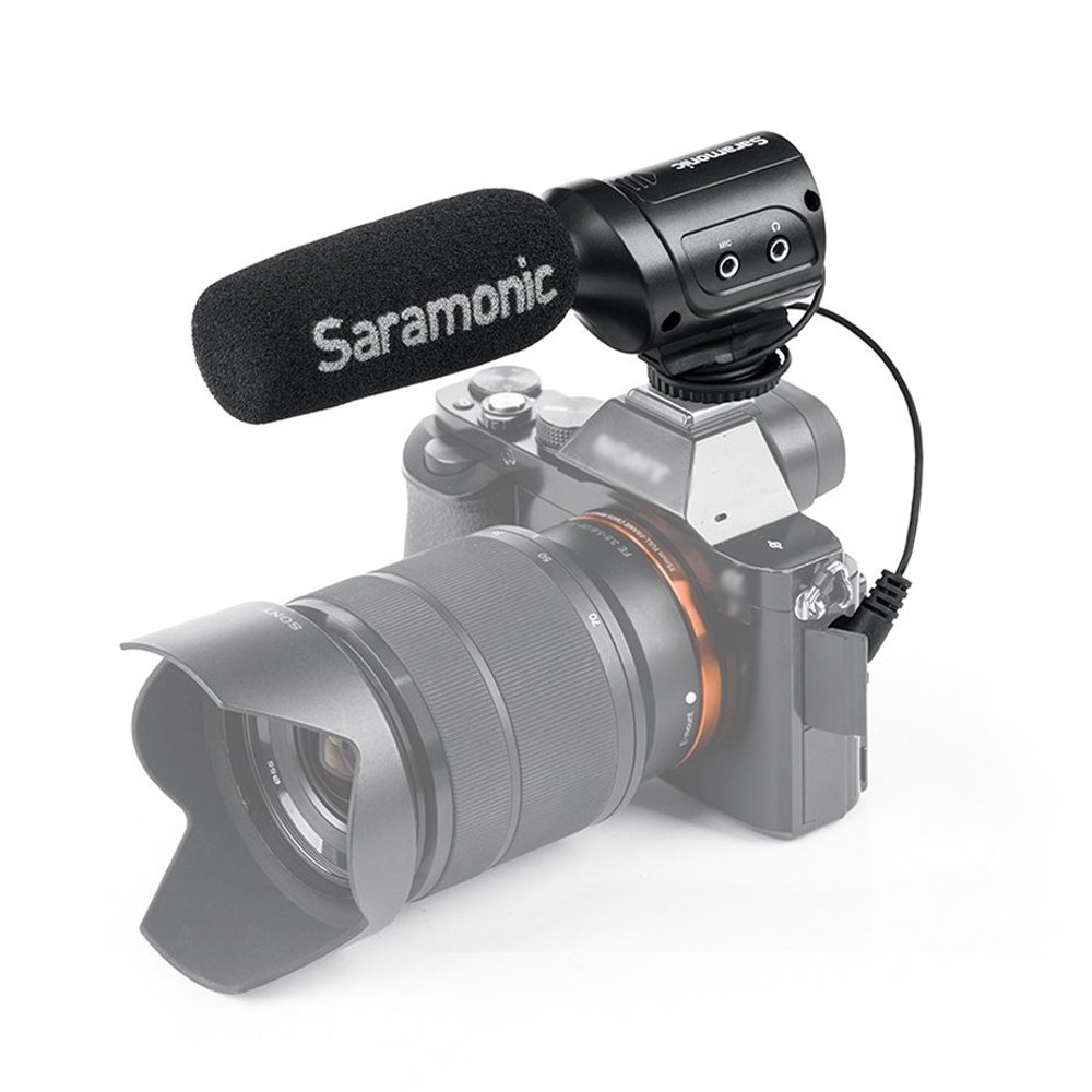Saramonic sr-m3 mini-microphone direccional de condensador con suspensión integrada para DSLR/Videocámara, color negro