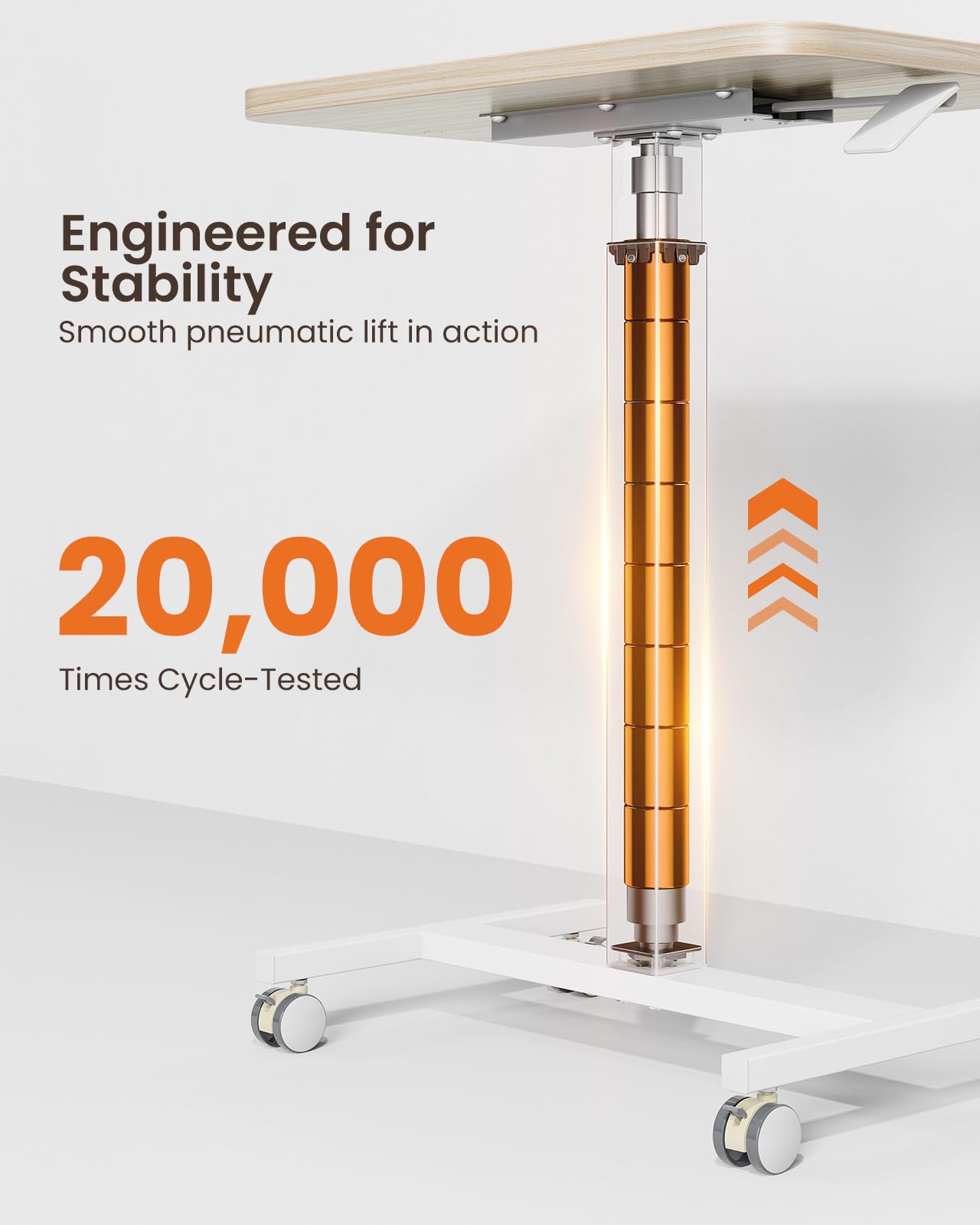 ErGear Mobile Small Standing Desk Enhanced Adjustable Height Computer Workstations Portable Rolling Laptop Desk with 4 Lockable Wheels — view 6