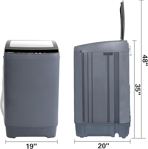 Miniatura 9 de Fox Shack Lavadora automática compacta, lavadora portátil, tapa de vidrio, capacidad de 17.7 libras, 10 programas, pantalla LED, 8 niveles de agua