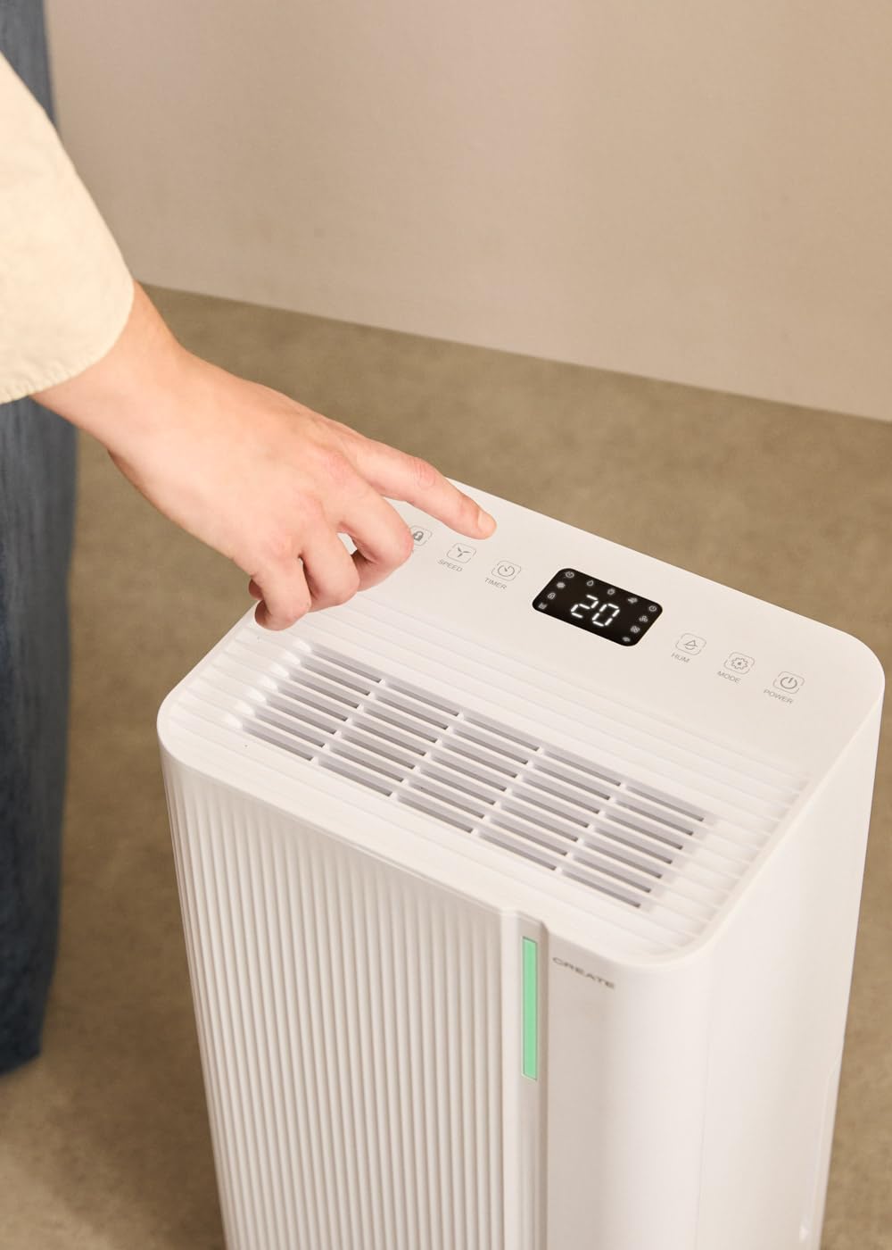 CREATE/AIR DRY CONNECT/Deshumidificador con WiFi 10L/día/Temporizador 24h, fácil de transportar, pantalla LED, hasta un 80% menos de humedad, superficies 15-25m², 210W