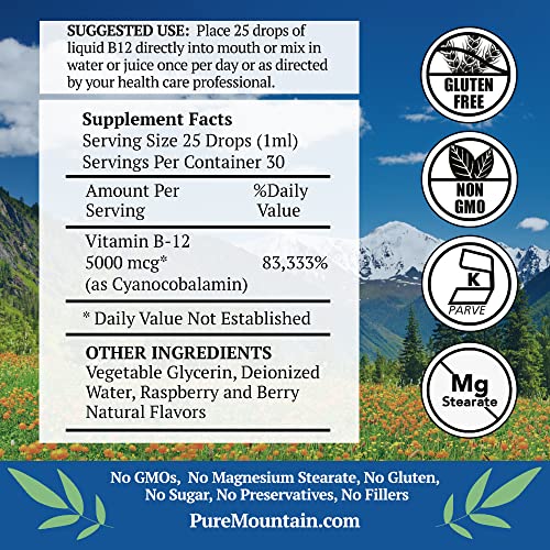 B12 Vitamin 5000 Mcg – Kosher B12 Drops In 1Oz Bottle With Natural Berry Flavor #TOP1