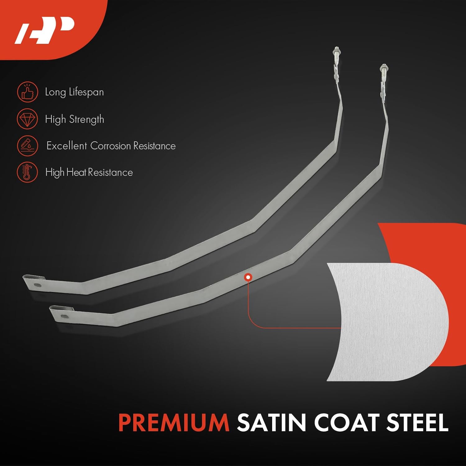 A-Premium Set of 2PCS Fuel Tank Straps Compatible with Chevrolet Corvette 1984-1996 5.7L, Replace# 14048959