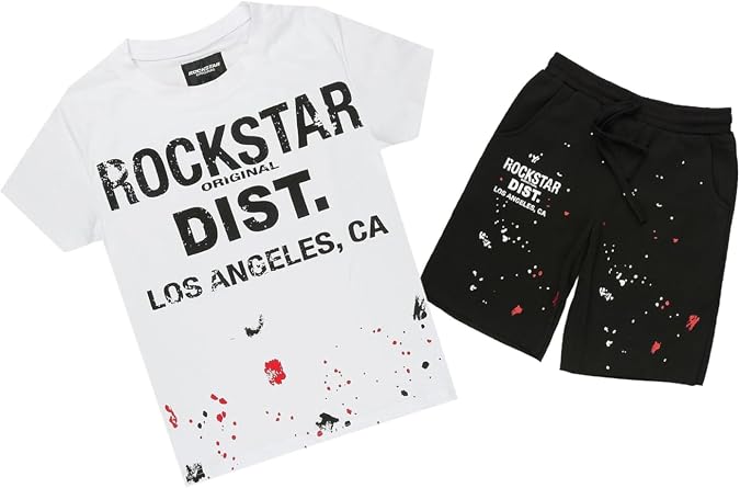 ROCKSTAR ORIGINAL Boys Scottie White/Black Short Set