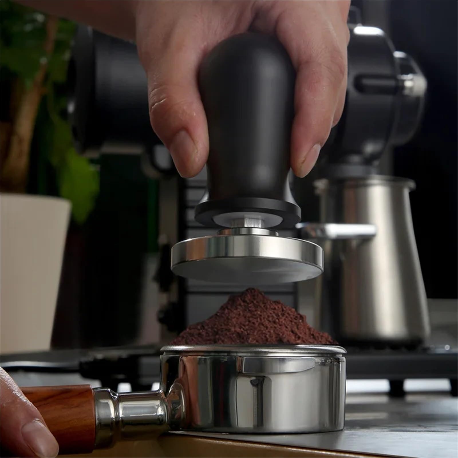 51 Mm 53 Mm 58 Mm Resorte Calibrado 30 Lbs Presión Constante Base De Acero Inoxidable Espresso Tamper Reemplazo Accesorio De Barista(58mm,Walnut)