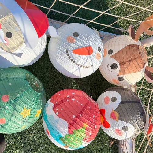 Image of 6 Pcs Christmas Hanging Paper Lantern Set Lanterns Xmas Party Supplies for Outdoor Indoor Classroom Birthday Graduation Christmas Decorations (Head)