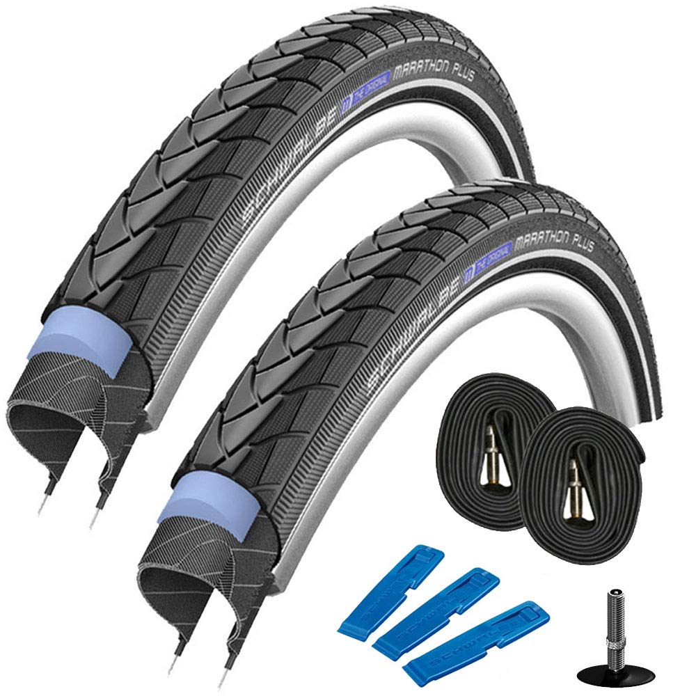 SCHWALBE Marathon Plus 28" (47-622) 2x Fahrradreifen Set für Trekking- Crossbike + 2 Schläuche AV 17