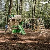 FATMOOSE Spielturm Klettergerüst TikaTaka Town XXL mit Schaukel & grüner Rutsche, Outdoor Kinder Kletterturm mit Sandkasten Leiter & Spiel-Zubehör für den Garten - 6